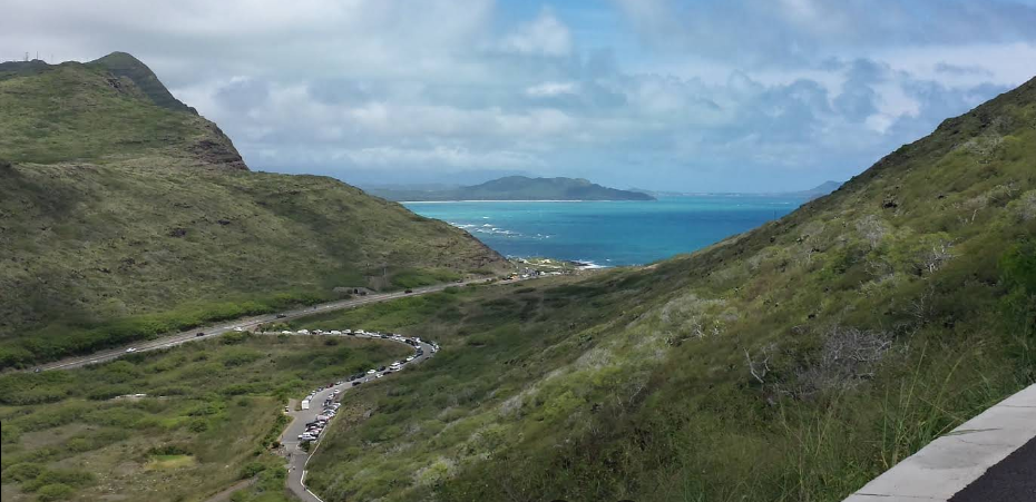 Parking seen from the trail